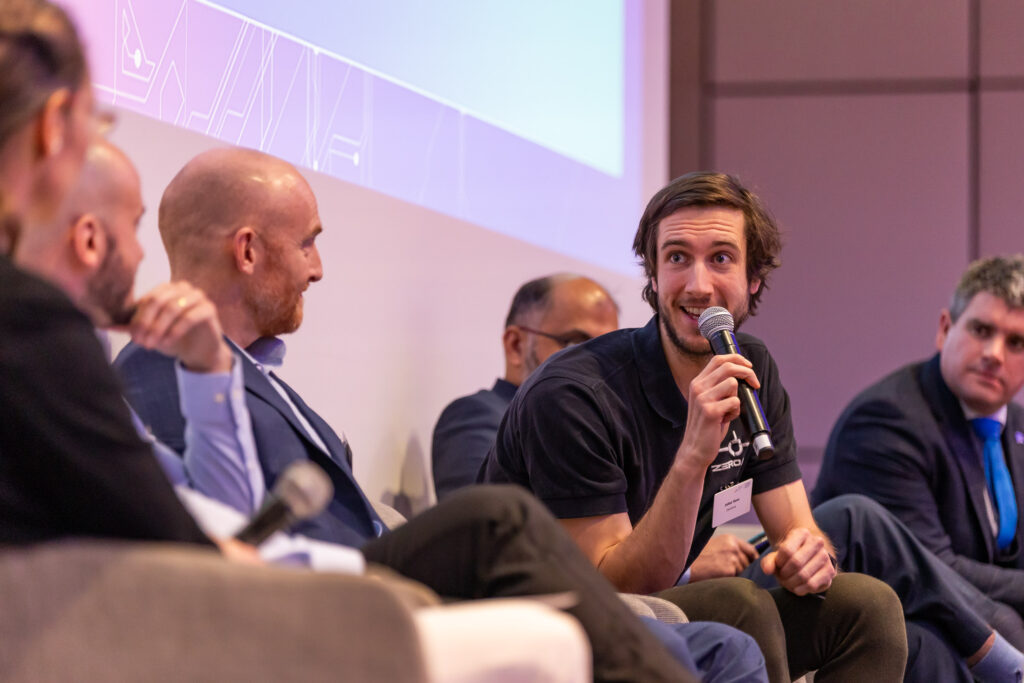 Julian Renz of ZeroAvia participates in a panel at the Cryogenic Hydrogen Research Conference